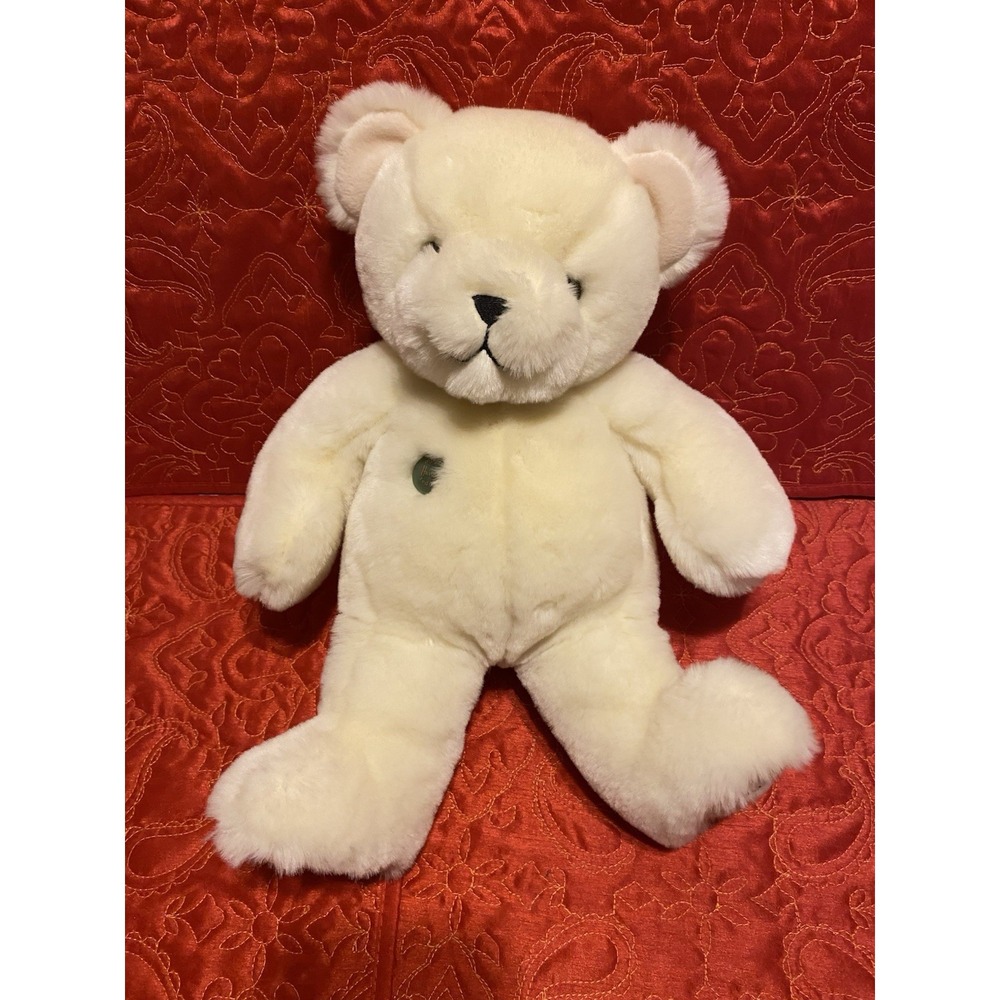 My First Harrods Teddy‎ Bear Cream Ivory Plush Stuffed Green Button Off White